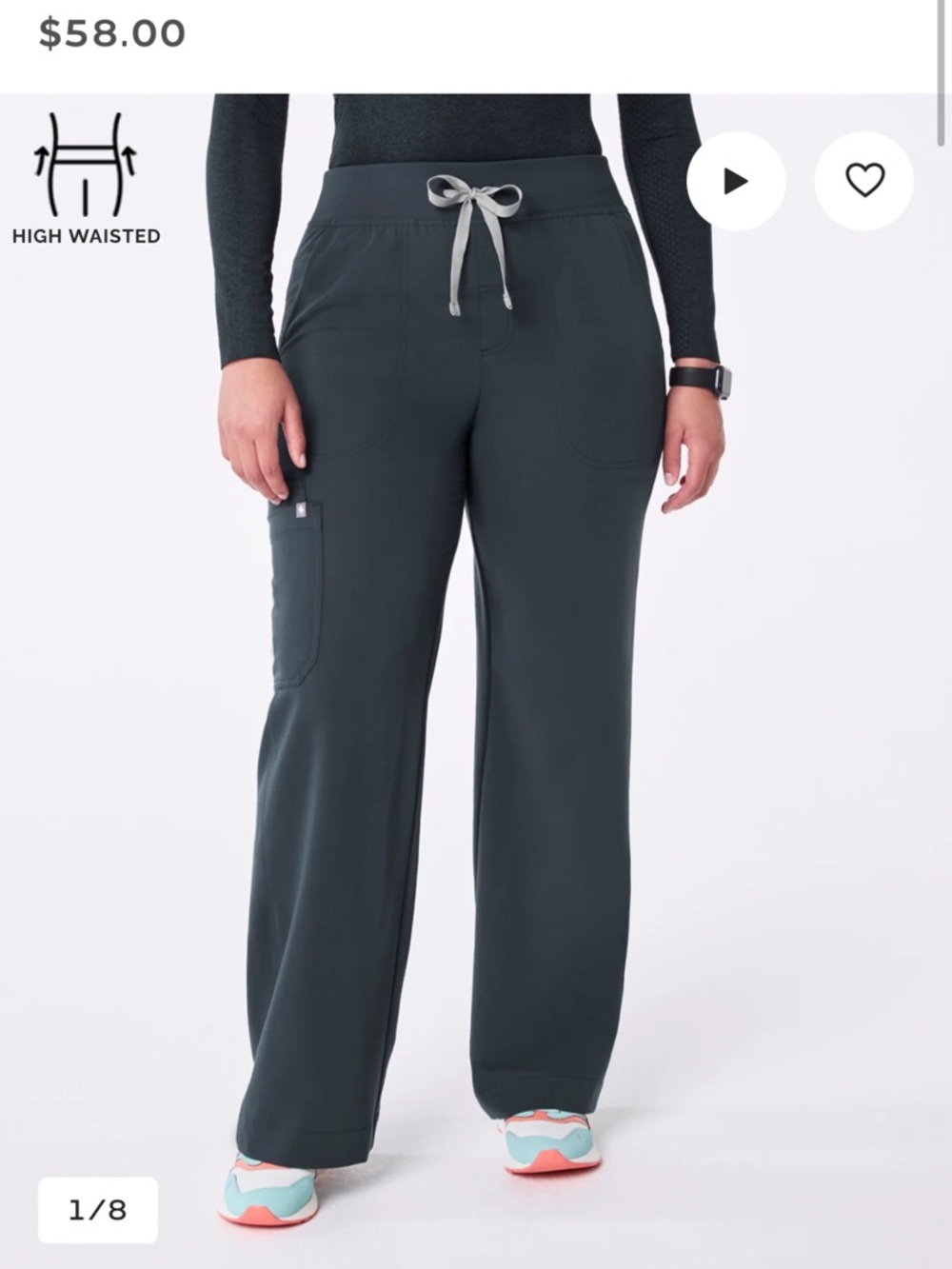 Figs Isabel High-Waist Wide-Leg Scrub Pants
